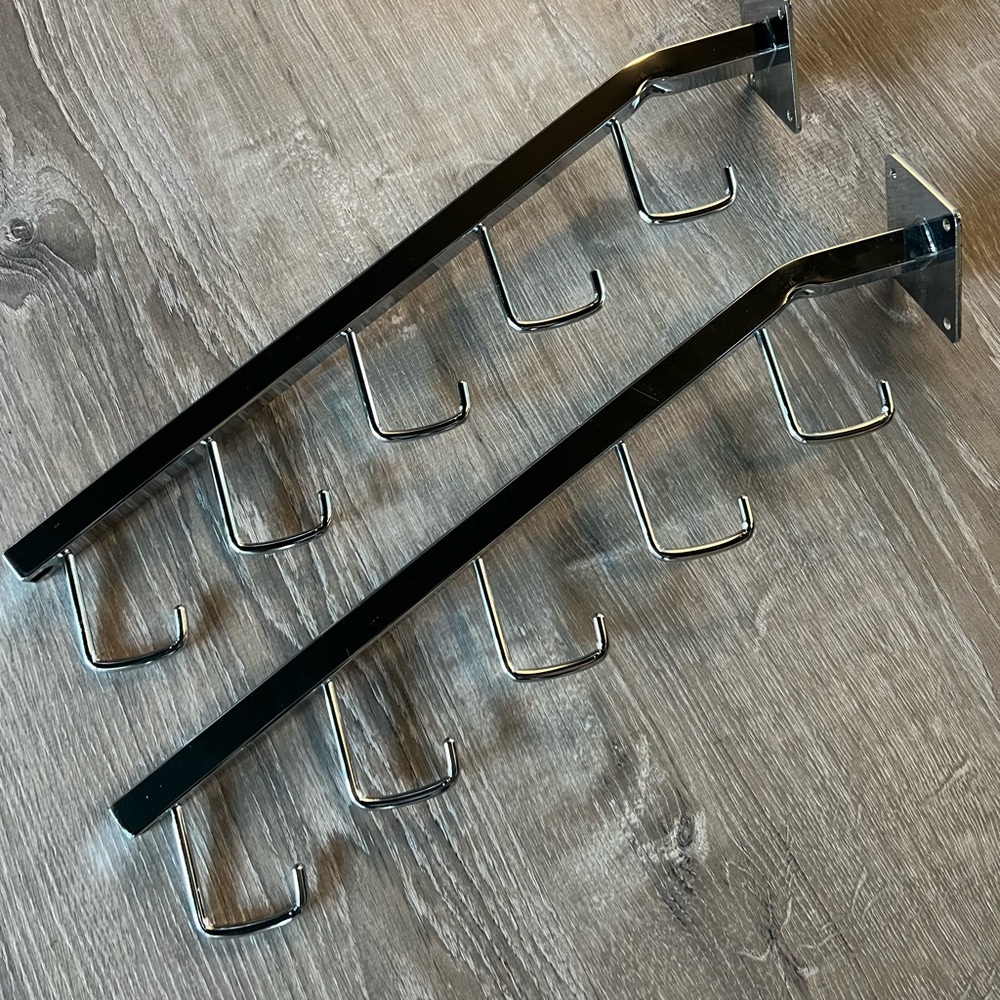 SET OF 2 NEW 18 inch Chrome J-Hook Waterfall Wall Mount